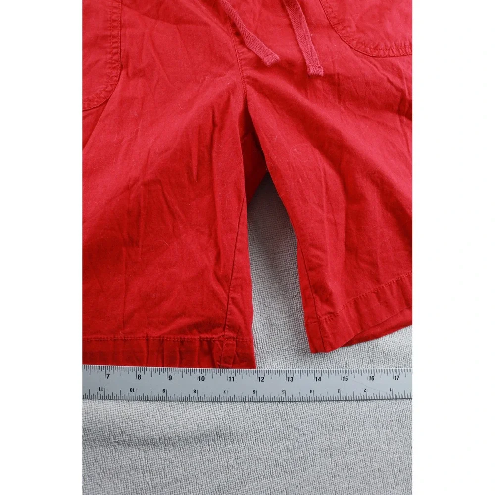 Dash Shorts Womens L Red Pull On Cotton Blend Drawstring Casual Ribbed Waistband